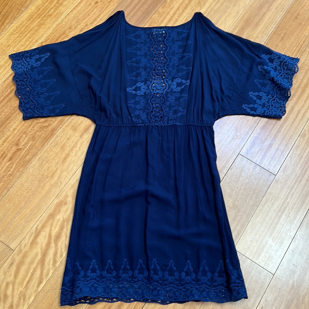 Navy Lace Rayon Dress 👗